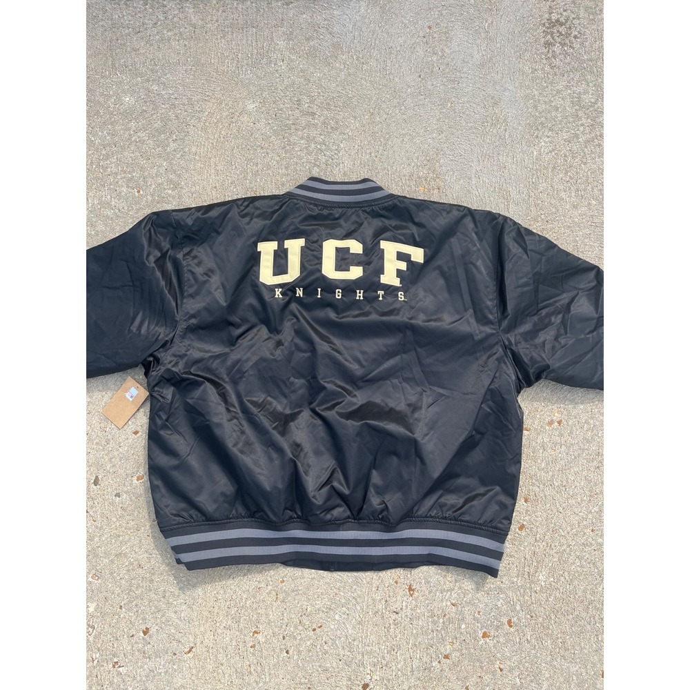 University Of Central Florida Satin Bomber Jacket Mens 2XL Black UCF Knights